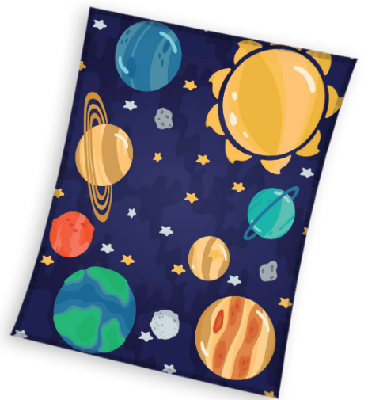 Sweet Home fleece plaid planeten meerkleurig 130x160cm Sweet Home fleece plaid planeten meerkleurig 130x160cm