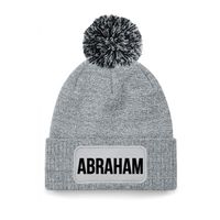 Abraham muts met pompon unisex one size - Grijs - thumbnail