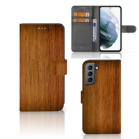 Samsung Galaxy S21 FE Book Style Case Donker Hout