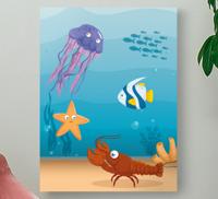 Canvas schilderij vissen Zeewereld leven cartoon