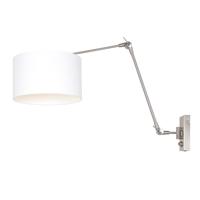 Steinhauer Wand LeeslampPrestige Chic RVS met 30cm effen witte kap - 8106ST