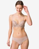 HEMA Damesstring micro lasercut met kant beige (beige)