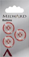 Milward Wit Doorschijnende Knoop met Rode Rand 17mm (3 stuks)