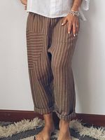 Women Striped Casual Cotton Pants - thumbnail
