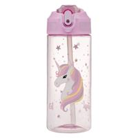 Baagl Regenboog Unicorn Drinkfles 500ml met Rietje