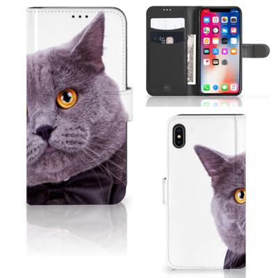 Apple iPhone Xs Max | Telefoonhoesje | Met pasjeshouder | Kat
