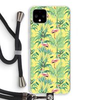 Flamingo party: Pixel 4 XL Transparant Hoesje met koord