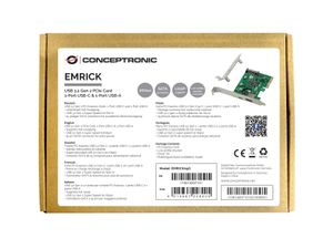 Conceptronic EMRICK USB 3.2 Gen 2 PCI-Express-Karte, 1-Port-USB-C und 1-Port-USB-A PCI Express kaart PCIe