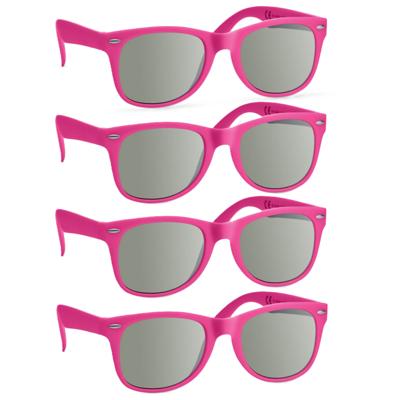 Party Zonnebril - 4x - fuchsia roze - hip design - volwassenen - carnaval/ verkleed