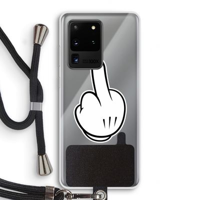 Middle finger white: Samsung Galaxy S20 Ultra Transparant Hoesje met koord
