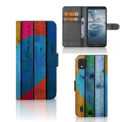 Nokia C2 2nd Edition | Book Style Case | Wood Heart - Cadeau voor je Vriend