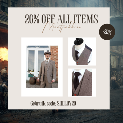 3-Delig Tweed Pak Classic Lichtbruin Barleycorn Tweed | Peaky Blinders