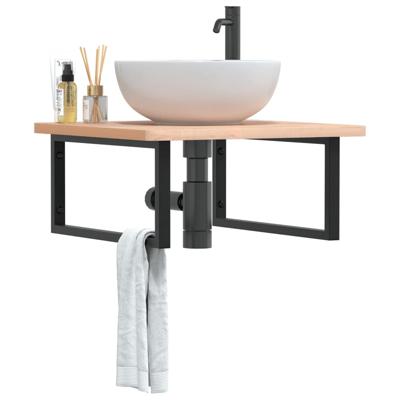 Badkamer wandschap staal en massief beukenhout