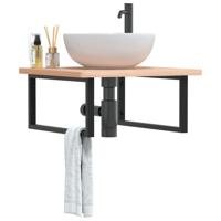 Badkamer wandschap staal en massief beukenhout