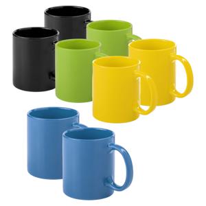 Koffie mokken/drinkbekers Auxerre - 8x - keramiek - geel/groen/blauw/zwart - 370 ml