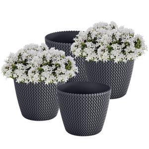 Plantenpot/bloempot Splofy - 4x - antraciet - kunststof - D13 x H11 cm - binnen/buiten