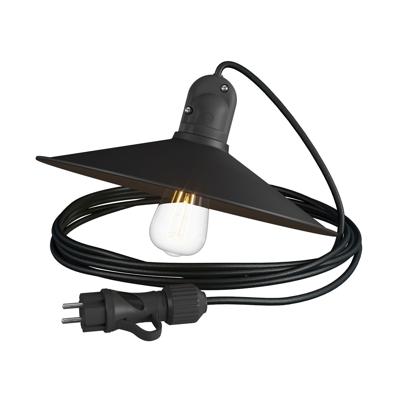 Hanglamp buiten zwarte kap 5 meter E27 IP65