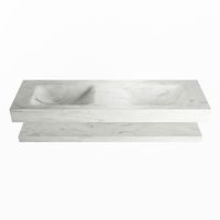 MONDIAZ ALAN-DLUX 150cm planchet Opalo. Vrijhangende wastafel CLOUD dubbel 2 kraangaten, kleur Opalo.