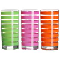 Drinkglazen Colorama - 3x - roze/groen/oranje - glas - 280 ml - gekleurd mix