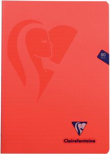 Clairefontaine schrift mimesys voor ft A4, 80 bladzijden, kaft in PP, geruit 4 x 8, geassorteerde kleuren