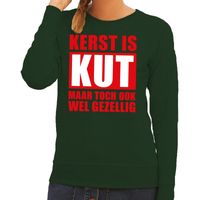 Foute Kersttrui Kerst is kut maar toch gezellig groen voor dames - thumbnail