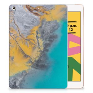 Apple iPad 10.2 | iPad 10.2 (2020) | 10.2 (2021) Tablet Back Cover Marble Blue Gold