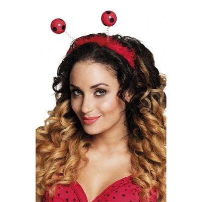 Lieveheersbeestje diadeem - rood/zwart - verkleed haarband - kunststof