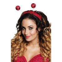 Lieveheersbeestje diadeem - rood/zwart - verkleed haarband - kunststof