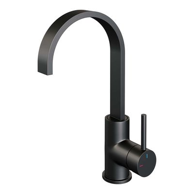 Brauer BlackEdition Wastafelmengkraan opbouw - hoog - draaibaar - platte uitloop - model a - mat zwart 5-S-003-S3