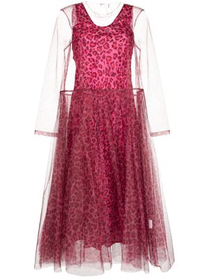 Molly Goddard robe mi-longue en tulle à imprimé léopard - Rose