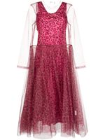 Molly Goddard robe mi-longue en tulle à imprimé léopard - Rose