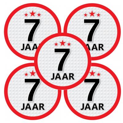 7 jaar leeftijd sticker - 10x - rond - Dia 15 cm - 7 jaar verjaardag - jubileum - leeftijd versierin