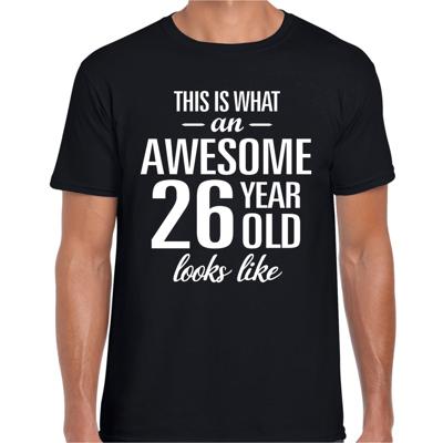Awesome 26 years - geweldig 26 jaar cadeau t-shirt - zwart - voor heren - Verjaardag cadeau