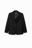 Blazer met geometrische en gevlokte vormen - BLACK - S