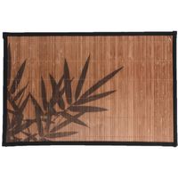 Rechthoekige placemat 30 x 45 cm bamboe bruin met zwarte bamboe print 2 - Placemats - thumbnail