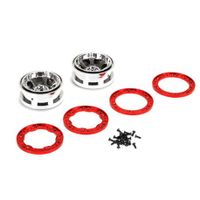 2.2 Beadlock Wheels, Chrome with Red Rings (2) (LOS43005)