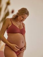 Set van 2 zwangerschaps- en voedingsbeha's van stretch katoen beige/terracota - thumbnail