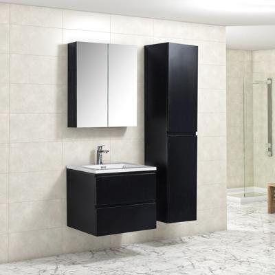 Badkamermeubel Tieme in mat zwart 80x50x48cm met witte wastafel