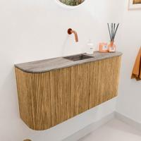 Toiletmeubel Mondiaz Joya Dlux | 93.2 cm | Meubelkleur Oak | Faye wastafel Oza Wasbak Midden | Zonder kraangat(en)