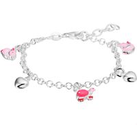 Armband Hart-Dieren zilver-emaille roze 13-15 cm