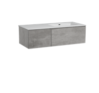 Storke Edge zwevend badmeubel 120 x 52 cm beton donkergrijs met Diva asymmetrisch rechtse wastafel in glanzend composiet marmer - thumbnail
