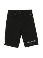 Balmain Kids short en jean à logo imprimé - Noir