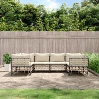 6-delige Loungeset met kussens poly rattan antracietkleurig