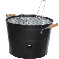 Grote mat zwarte barbecue/bbq emmer 33 x 24 cm rond - Houtskoolbarbecues