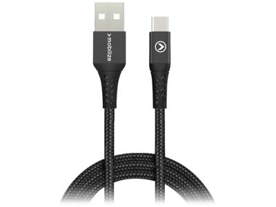 Mobilize Mobilize Strong Nylon Cable USB to USB-C 1m. 15W Black