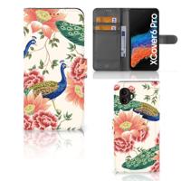 Telefoonhoesje | Met pasjeshouder | voor Samsung Galaxy Xcover 6 Pro Pink Peacock Telefoonhoesje | Met pasjeshouder | voor Samsung Galaxy Xcover 6 Pro Pink Peacock