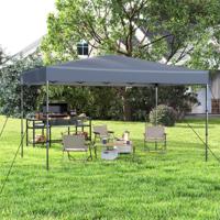 365 x 225 cm Pop-up-paviljoen met Draagbare Draagtas 9 Haringen 4 Windtouwen Opvouwbare Buiten-zonbescherming Paviljoen Grijs