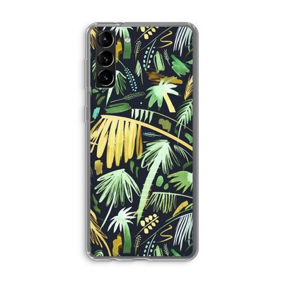 Tropical Palms Dark: Samsung Galaxy S21 Plus Transparant Hoesje