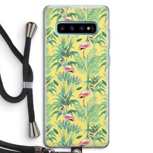 Flamingo party: Samsung Galaxy S10 Plus Transparant Hoesje met koord