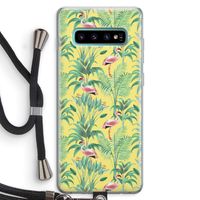 Flamingo party: Samsung Galaxy S10 Plus Transparant Hoesje met koord